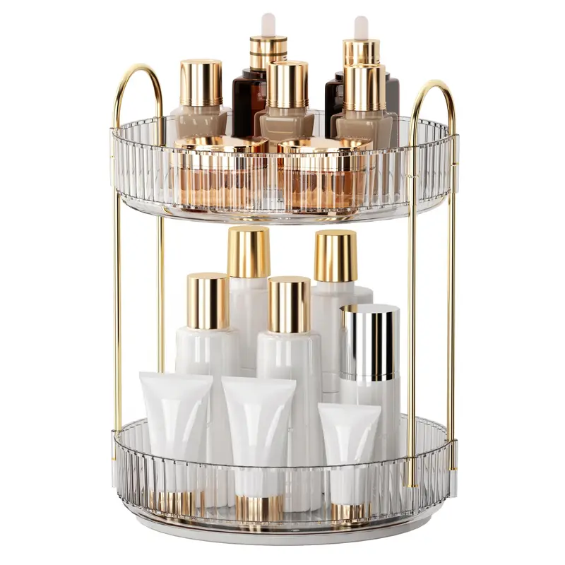 YCIA&DONE Organiseur Maquillage Rotatif 360° - 2 Niveaux, Rangement Luxe pour Coiffeuse