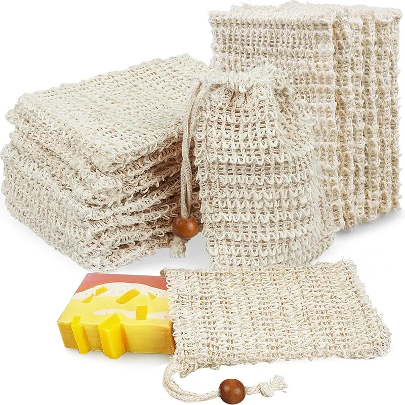 Ycolama – 50 pochons savon mesh exfoliant en sisal, sans plastique, douche