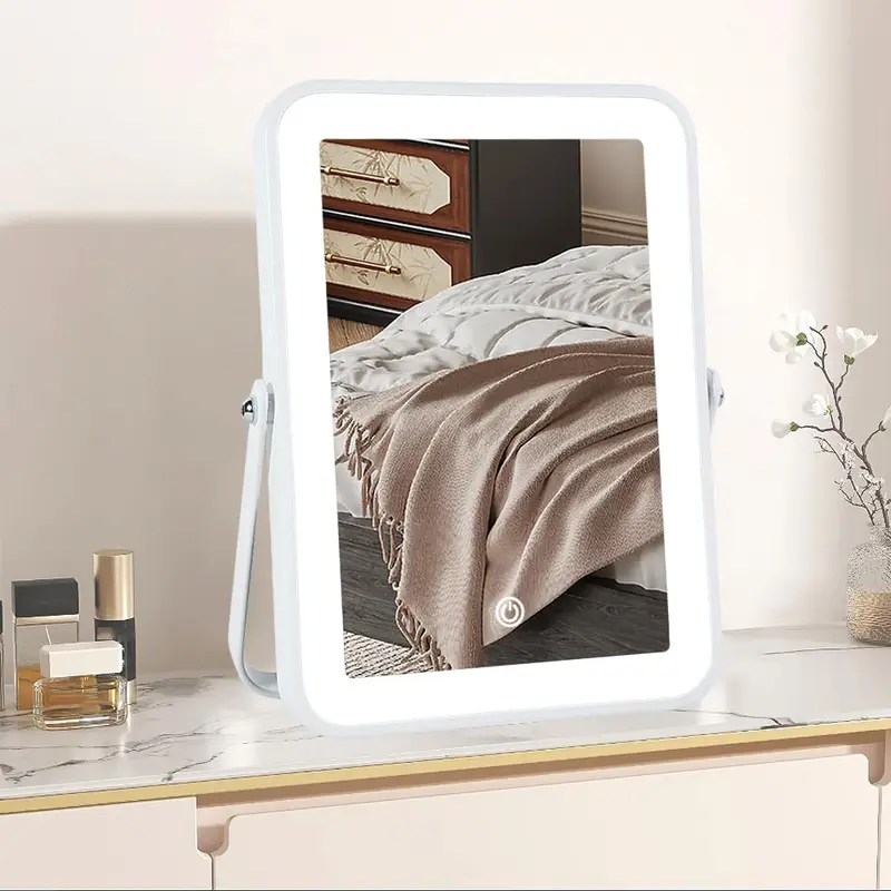 YEKKOPT Miroir Vanité Rechargeable avec Éclairage — 3 Couleurs, 8x10, Portable