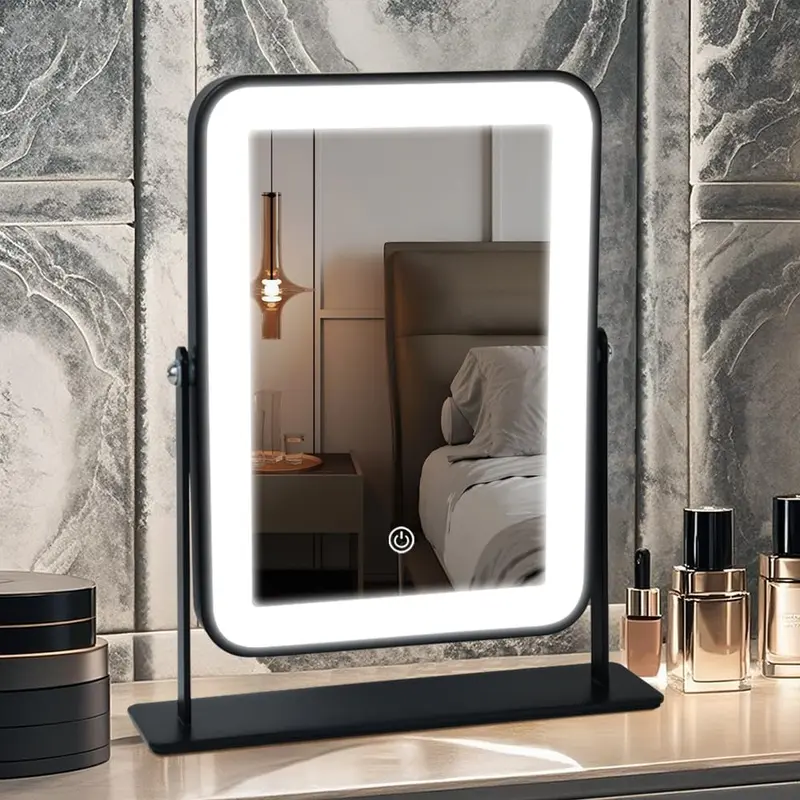 YEKKOPT Miroir Vanity Portable avec Lumières – Rechargeable 9x11, Éclairage à 3 Couleurs, Tactile