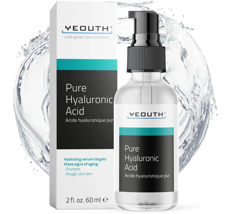 YEOUTH Sérum Acide Hyaluronique Pur 99% pour Visage – Hydratation Intensive (2 oz)