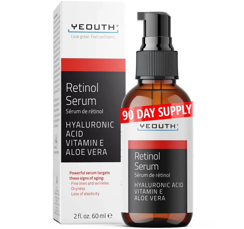 YEOUTH Sérum Rétinol pour le Visage – Acide Hyaluronique et Vitamine E, Hydratant et Teint Uniforme