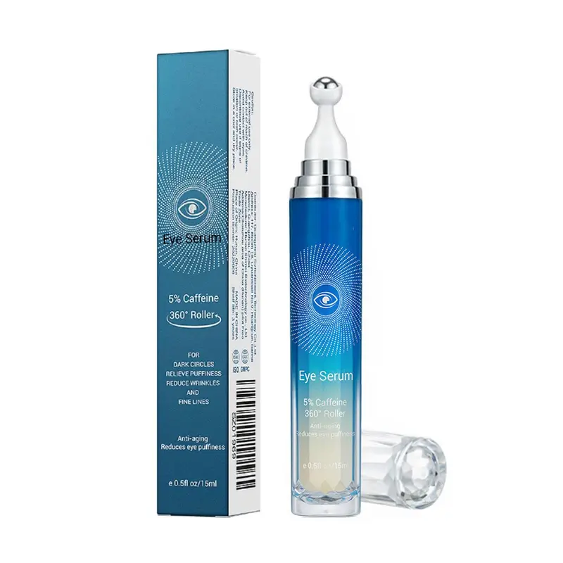 Yeweian Sérum Yeux Caféine 5% – Contour des Yeux Anti-Âge avec Roller 360°