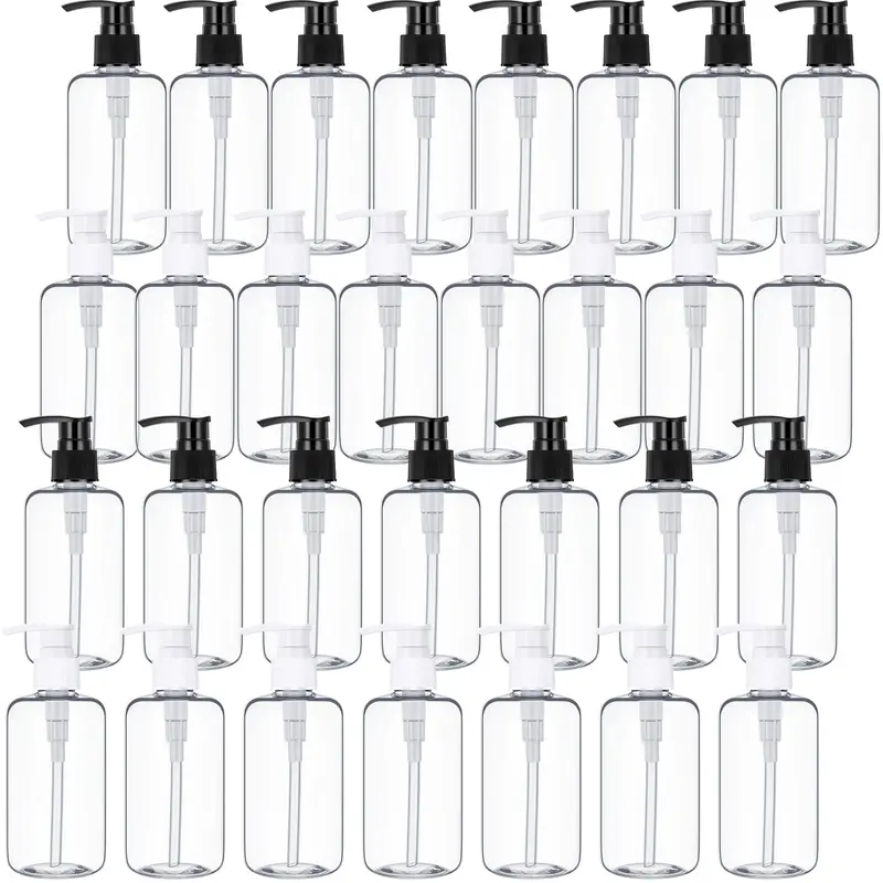 Yinder – Lot de 30 Bouteilles Pompe 10 oz Transparentes, 2 Couleurs, Réutilisables