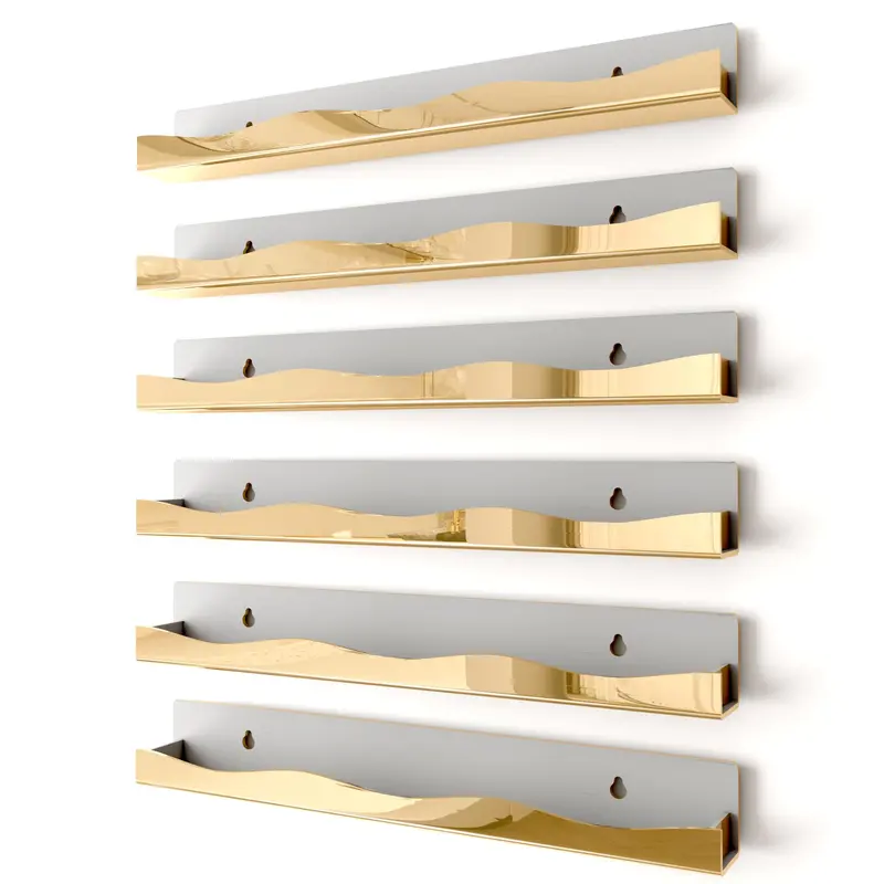 YMVV Étagère murale porte-vernis à ongles – Finition miroir doré 15 po – Rangement beauté, lot de 6