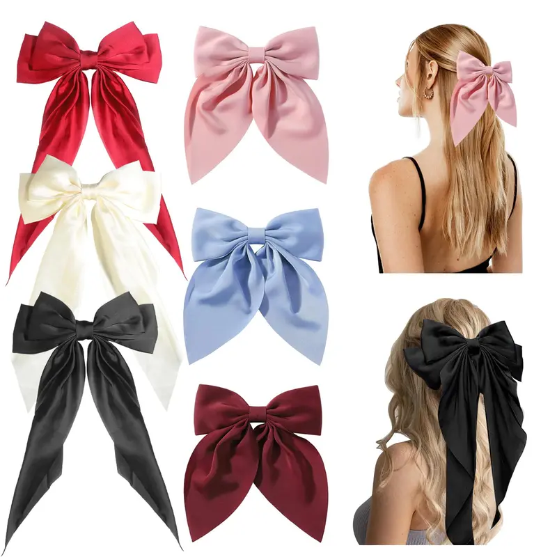 YONOY – 6 Noeuds Cheveux Satinés et Clips Barrette Élégants pour Femmes