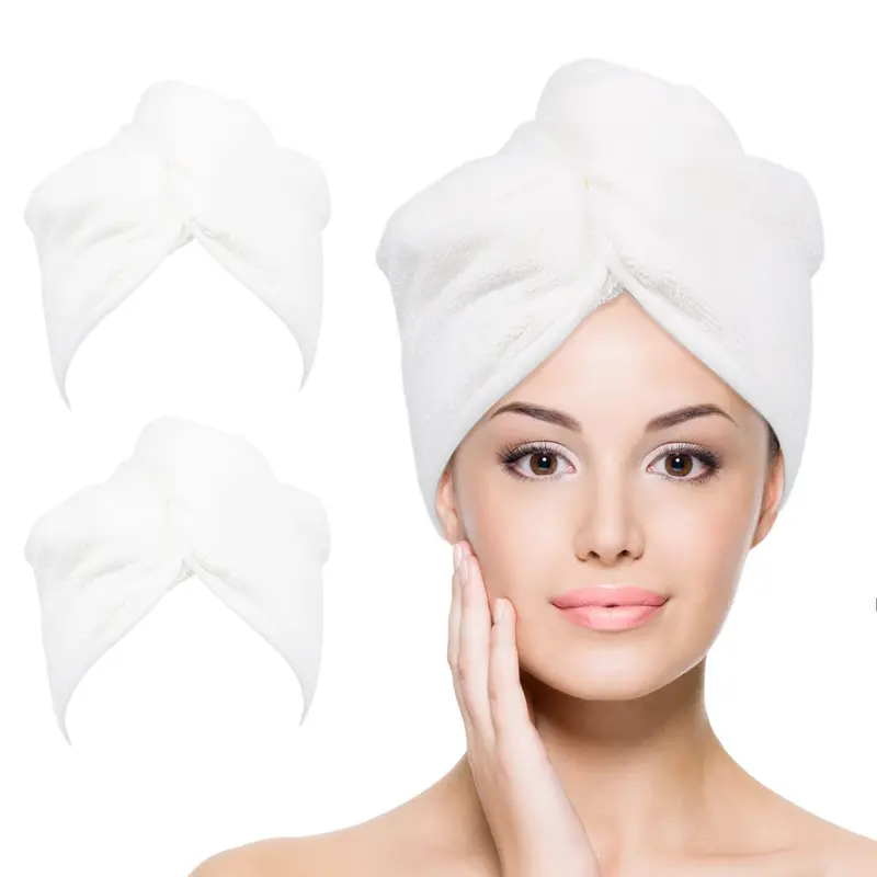 YoulerTex Serviette Cheveux Microfibre Turban 10x26 – Lot de 2