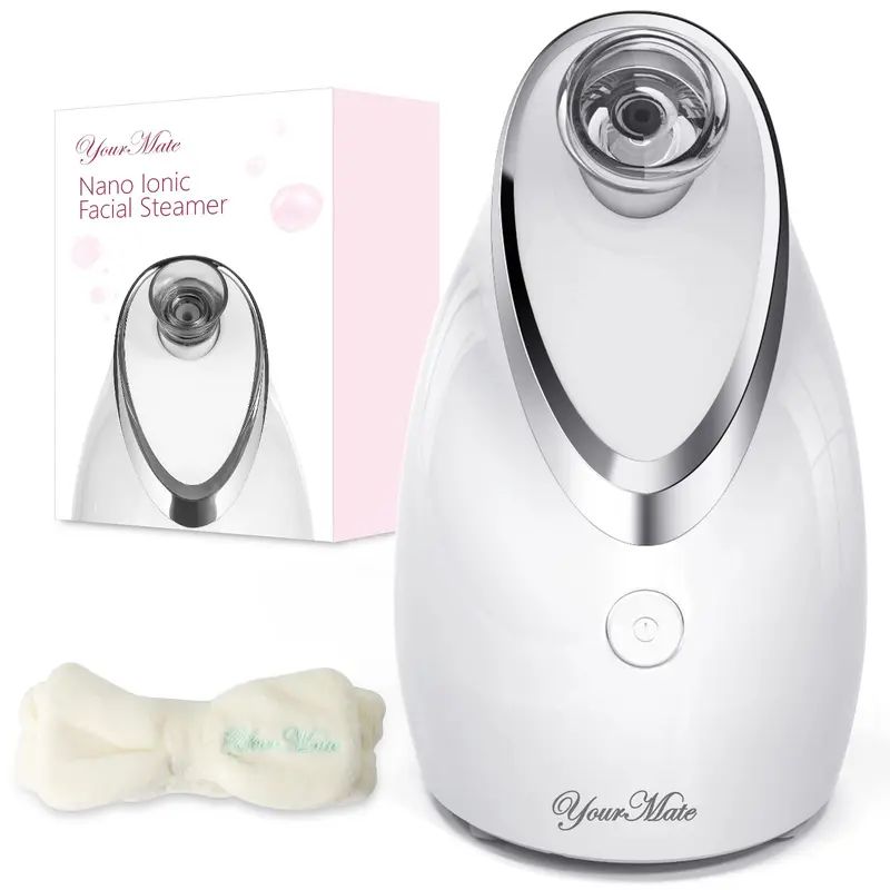 YourMate Vaporisateur Visage Nano Ionique – Buse Réglable, Aromathérapie et Brume Chaude