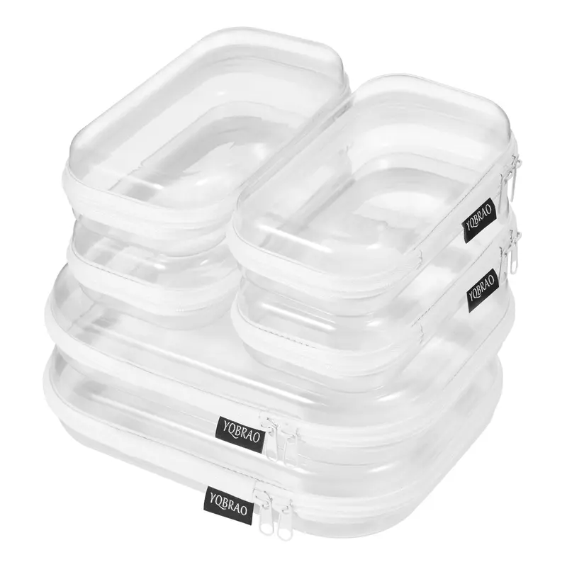YQBRAO Coffrets Rigides Transparentes — Ensemble six boîtes (2 moyennes, 4 petites) pour Voyage et Organisation