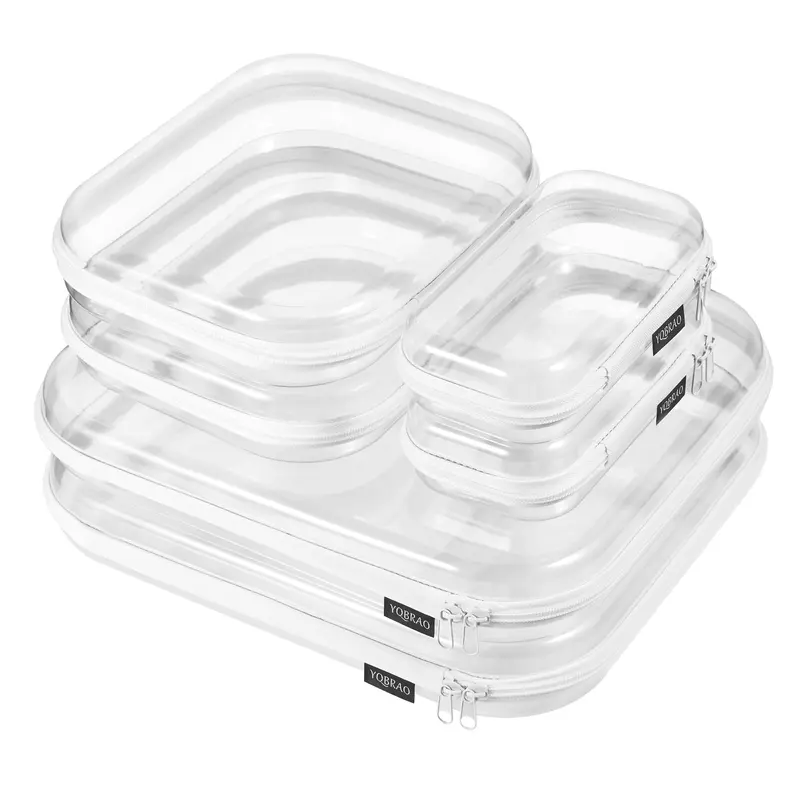 YQBRAO – Lot de 6 étuis rigides transparents à zip (2 petites, 2 moyennes, 2 grandes)