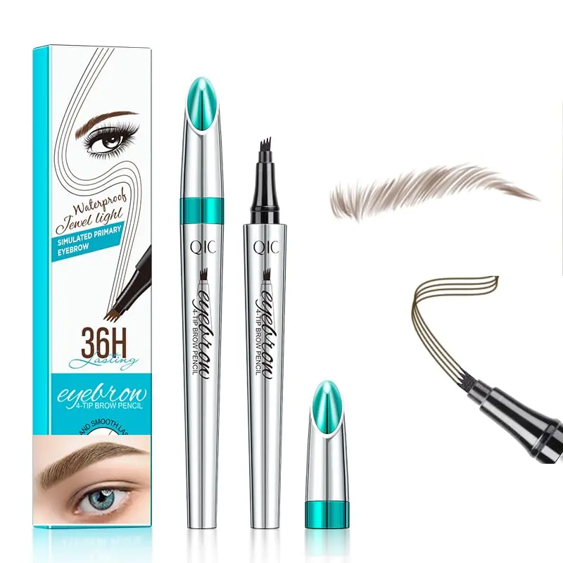 Yulinlon Q703 Stylo Sourcils Étanche à Quatre Embouts – Définition Naturelle et Tenue Prolongée (Brun Clair 1)