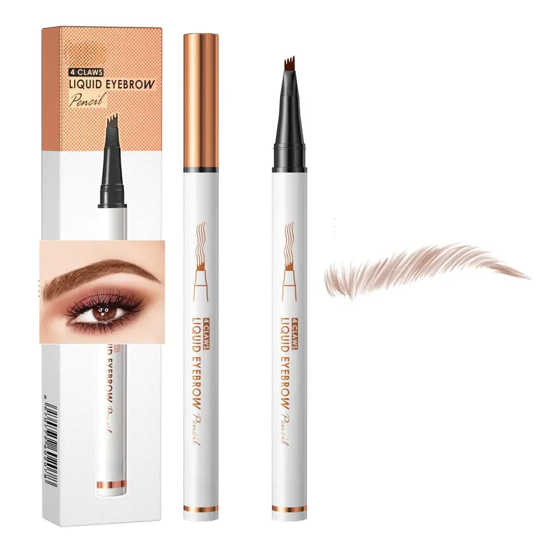 Yulinlon Q707 – Stylo Sourcils à 4 Pointes, Longue Tenue et Imperméable, Look Naturel, Facile pour Tous les Niveaux (1# Café Clair)