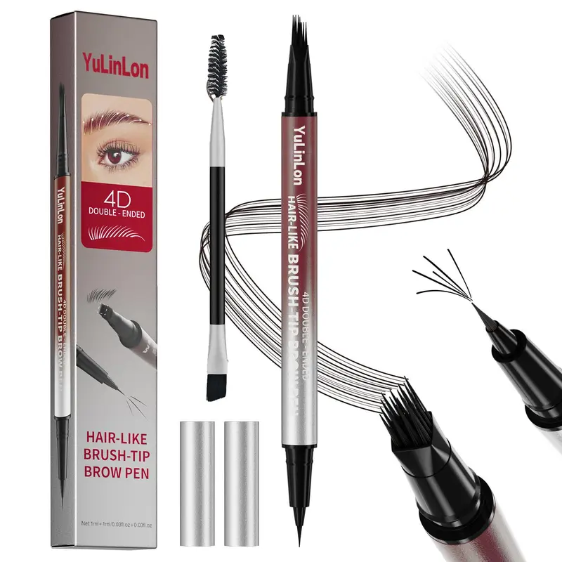 Yulinlon Stylo Sourcils 4D Double-Ended – 5 Teintes (02# Marron)