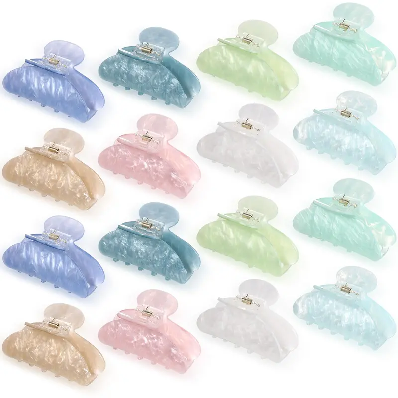 Yuxung – 16 pinces à cheveux en acrylique grand format multicolores – Accessoires non glissants pour cheveux épais et fins