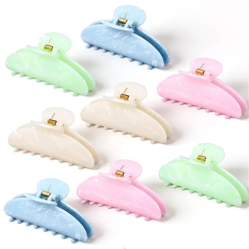 Yuxung 8 pinces à cheveux en acrylique – grande taille, antidérapantes, marbre et couleurs douces