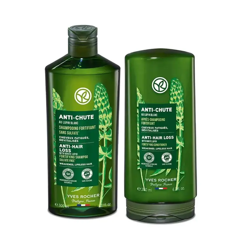 Yves Rocher Duet - Shampooing fortifiant et Baume-conditionneur au lupin blanc pour cheveux renforcés