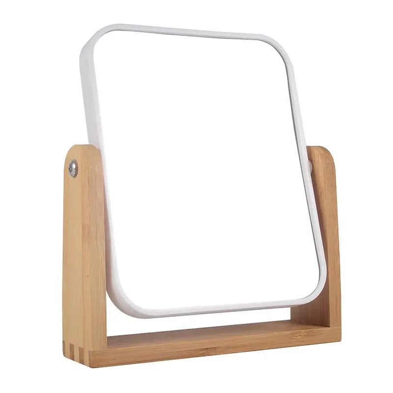 YYPDC Miroir Maquillage en Bambou – Double Face 1x/3x, Rotation 360°, Vanité Compacte