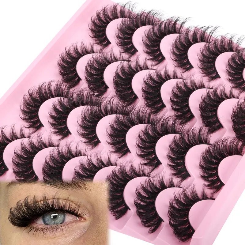 zanlufly cils faux mink regard œil de chat – 14 paires, effet extension, bande coton douce