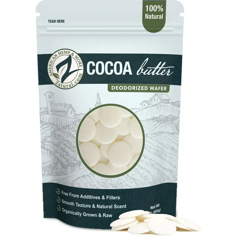 Zatural Beurre de cacao déodorisé – 100% pur alimentaire, galettes neutres 16 oz