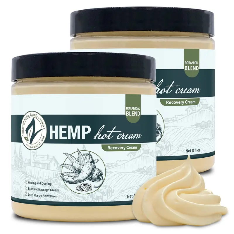 Zatural Crème Chaude au Chanvre – Mélange d’Huiles Essentielles, Aloe et Plus (Lot de 2 x 237 ml)