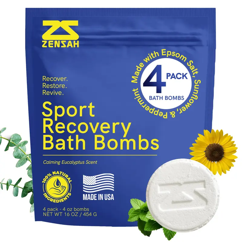 Zensah Bombes de Récupération – Magnésium Epsom, Eucalyptus et Menthe, Fabriqué aux USA