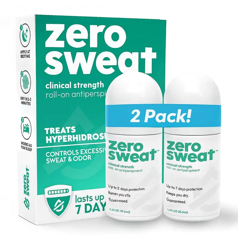ZeroSweat Antiperspirant Déodorant – Traitement Clinique Hyperhidrose, Réduction de la Transpiration des Aisselles (2 Pack)