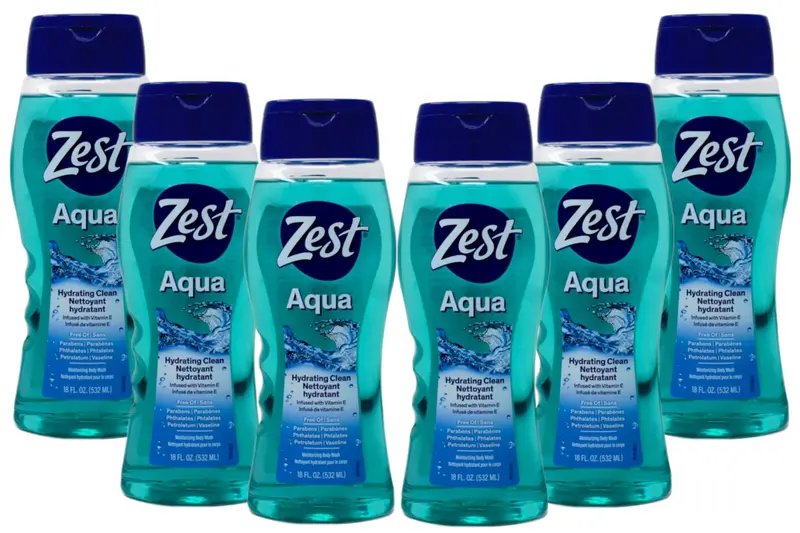 Zest Hydrating Body Wash Aqua – Gel Douche Hydratant Sans Parabènes – Lot de 6