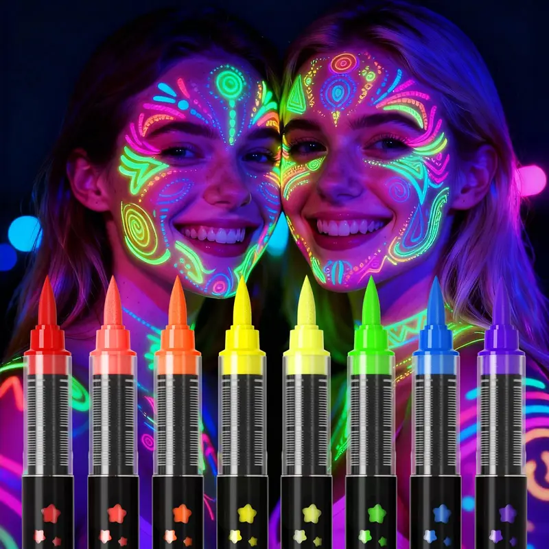 zijimyyl Glow dans le noir – Kit maquillage corps néon UV (8 couleurs)