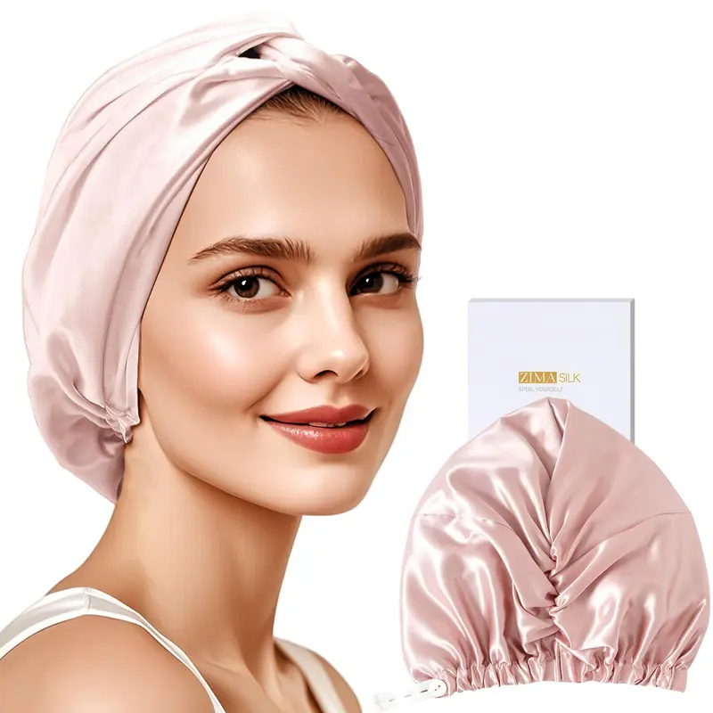 ZIMASILK Bonnet en Soie 22 Mommes Ajustable – Protection des Cheveux et Sommeil Frais (1 pièce, Rose)