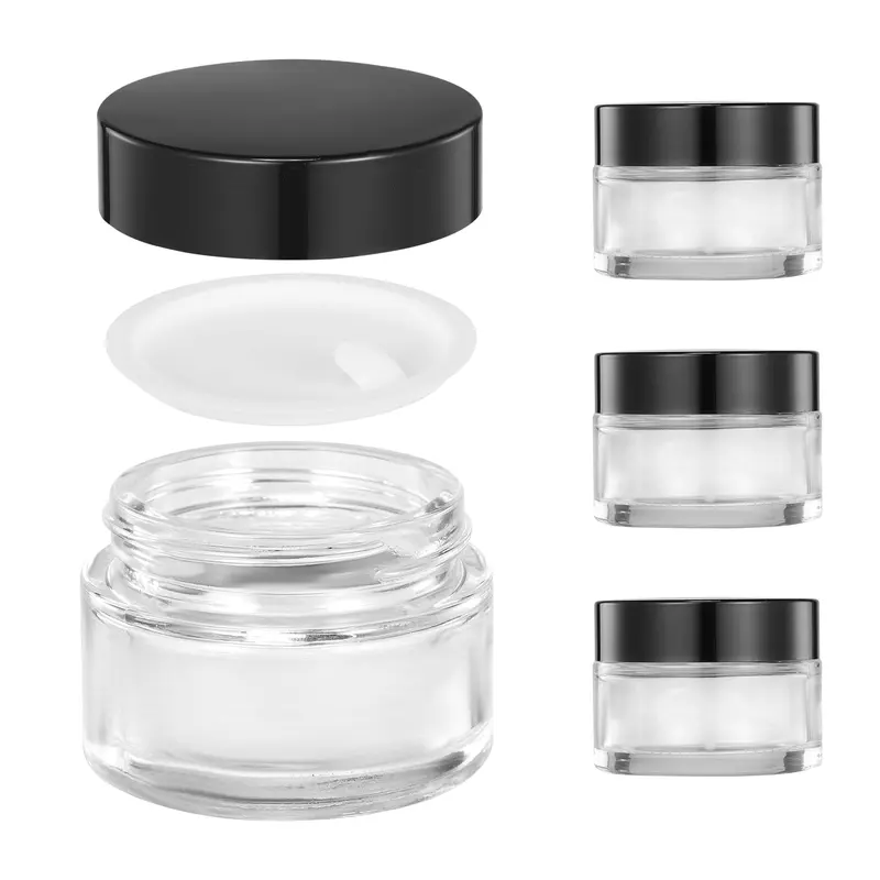 ZIYIZE 4 Pots Verre Clair 30 ml – Couvercles et Doublures Intérieures Réutilisables