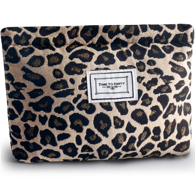 ZLFSRQ Sac Maquillage Léopard — Trousse Cosmétiques Élégante et Portable, Grande Capacité