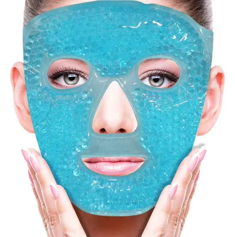 ZNÖCUETÖD Masque Gel Froid Visage et Yeux – Compresse Polyvalente Soin & Détente (Bleu)