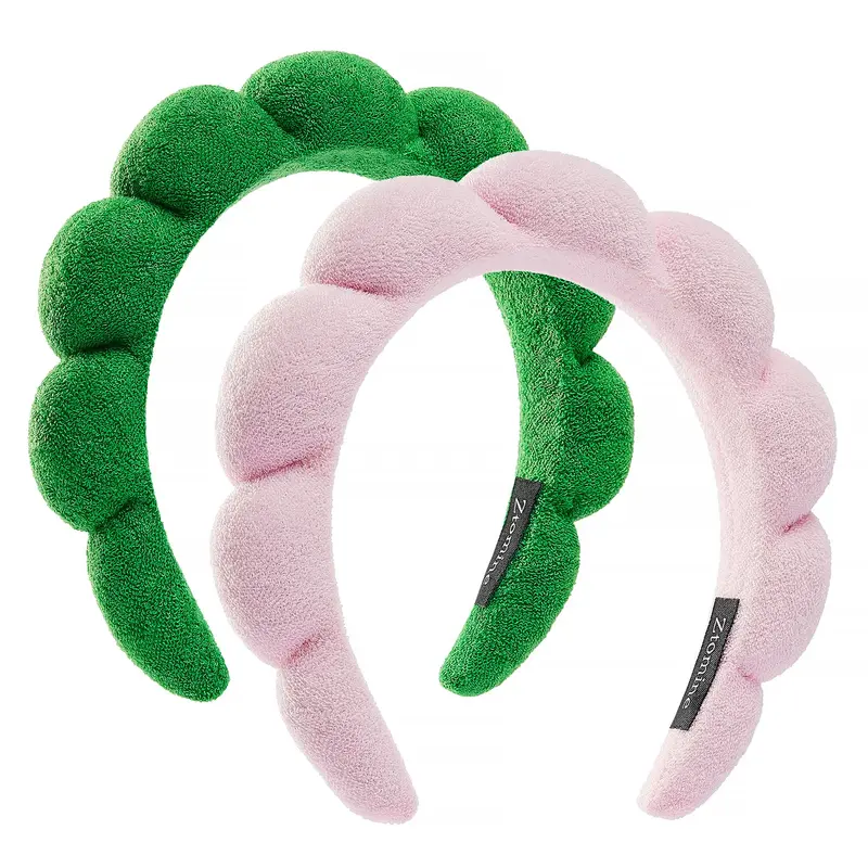 Ztomine Bandeaux Spa - Lot de 2, bandeaux visage en éponge coton Rose & Turquoise