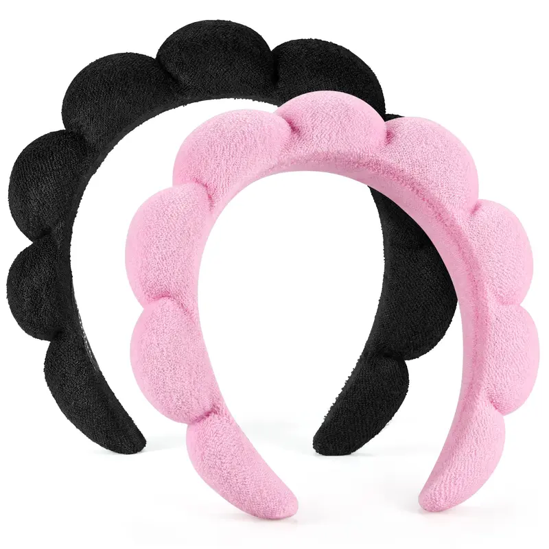 Ztomine Bandeaux Spa Visage – Lot de 2 (Noir & Rose) | Accessoires Soin Visage