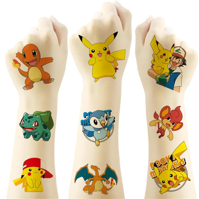 ZUIYIJIANGNAN – 20 Tattoos Temporaires Monstres Mignons, Pokémon Waterproof, Pour Enfants