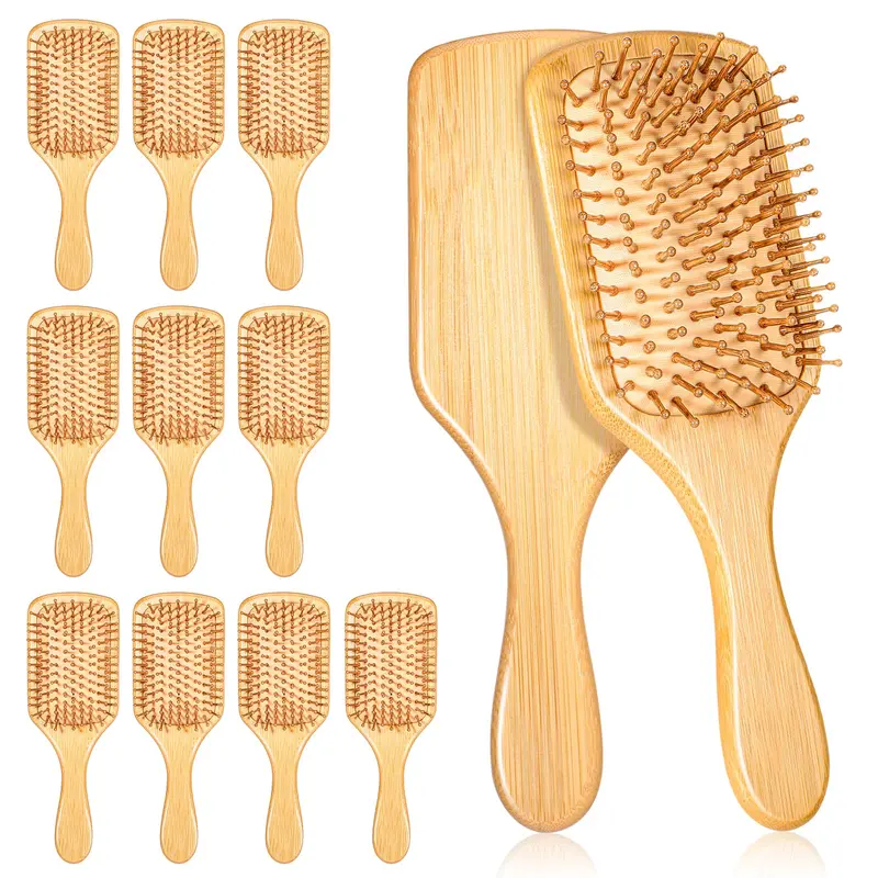 Zyghjort – Lot de 12 Brosses en Bambou pour Cheveux
