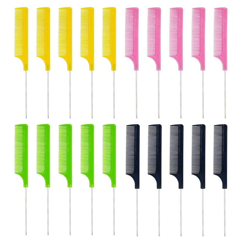 zYoung – 20 peignes queue-de-rat ensemble anti-statique en acier inoxydable